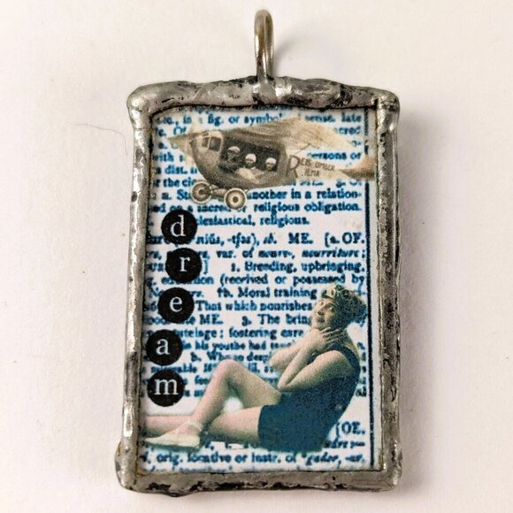 Vintage Artisan Dream Quote Metal Pendant - Picture 2 of 4